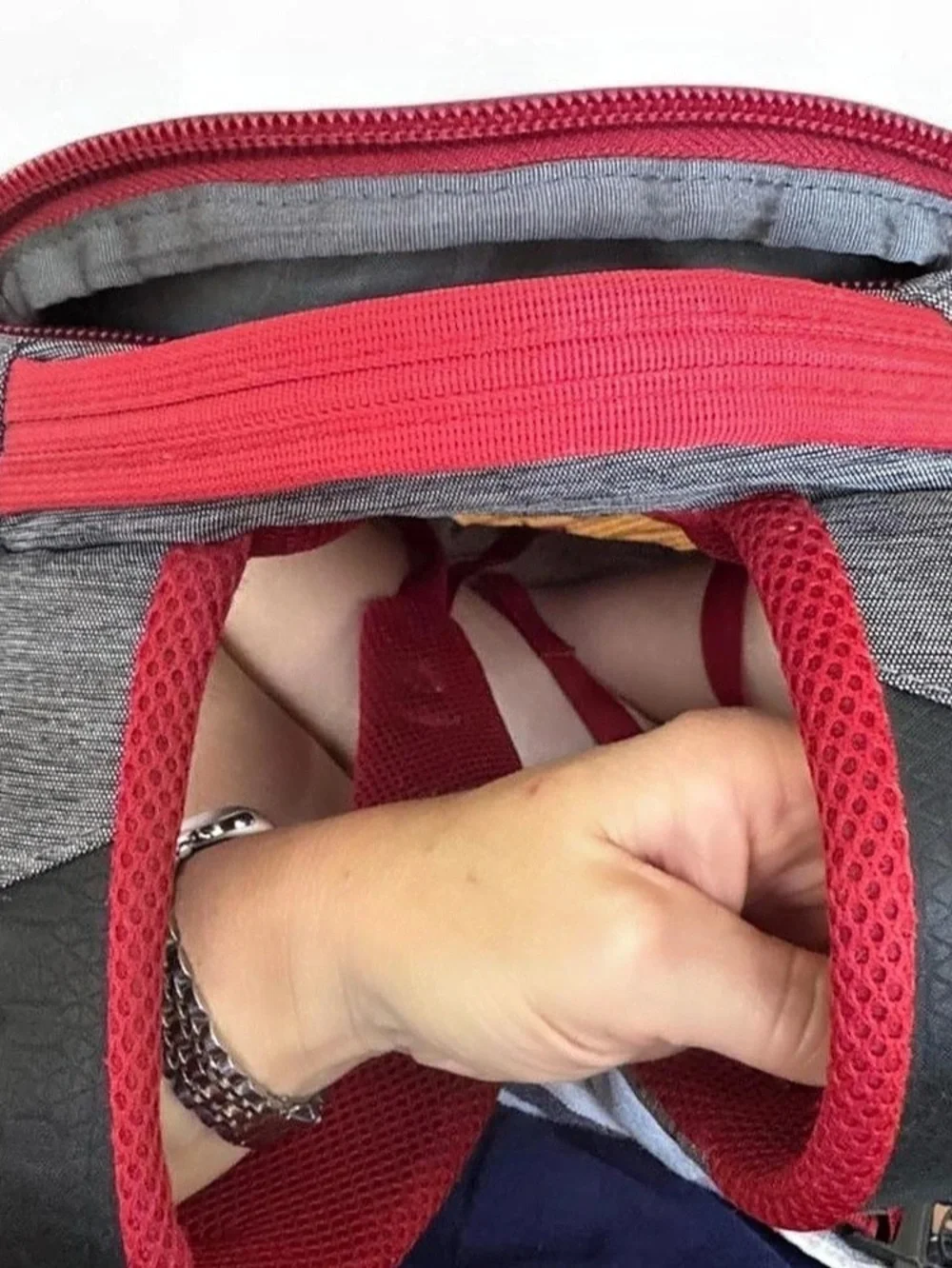 The North Face Heather Gray Red Backpack School Travel Daypack